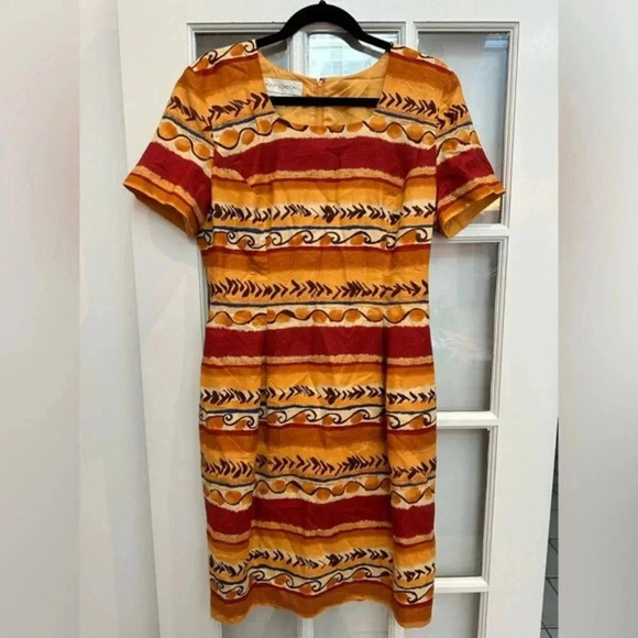 Maggy London Dresses & Skirts - Vintage Maggy London Y2K Linen Blend Southwestern Tribal Aztec Boho Dress Size M